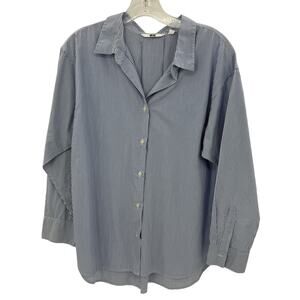 UNIQLO Womens Preppy Striped Cotton Button Up Shirt Size M Long Sleeve Career